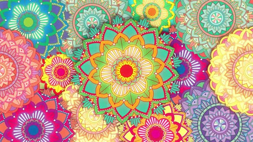 Colorful Mandala Patterns Seamless Loop Animation