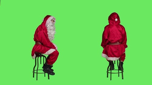 Santa Claus Costume Sitting on a Stool