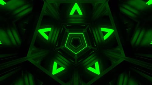 Blue And Green Mirrored Pentagonal Tunnel Background Vj Loop In 4K