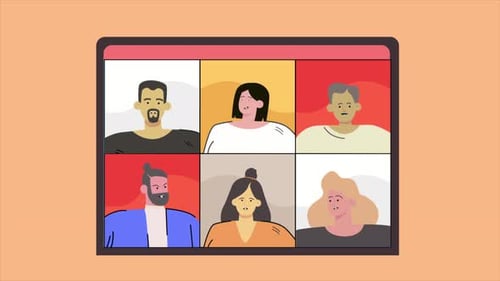 Animated Online Video Call Meeting Grid