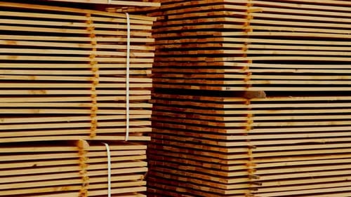 Stacks of Lumber Create Abstract Pattern