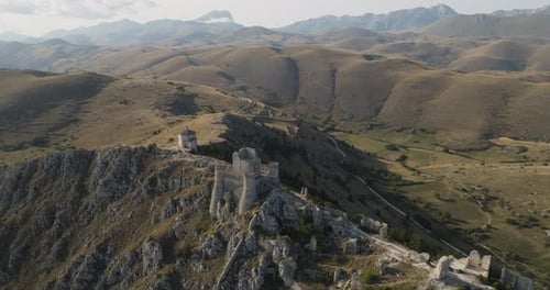 Aerial view of Rocca Calascio castle, Italy.