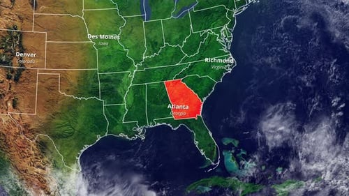 USA Map Zoom to Georgia State and City Labels