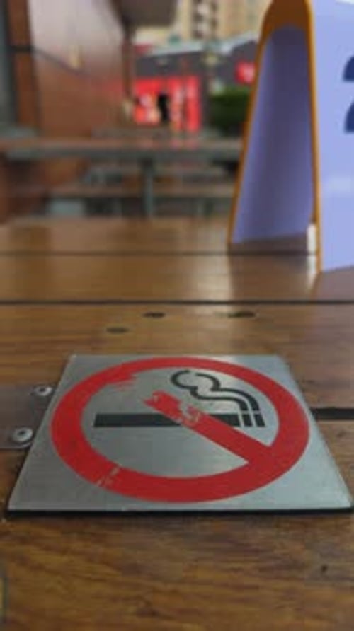 No Smoking Sign on Restaurant Table