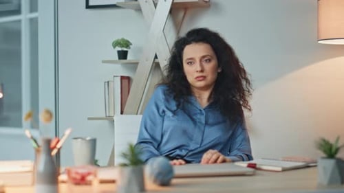 Exhausted Businesswoman Resting Desk in Evening Office Closeup Employee Fatigue