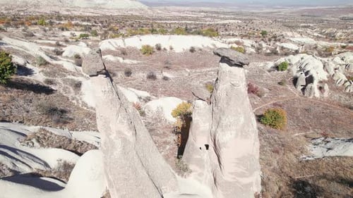 Drone Shot of Cappadocia's Fairy Chimneys in Turkey