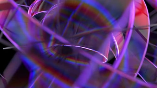 Abstract Geometric Rotating Rings with Holographic Light Effect