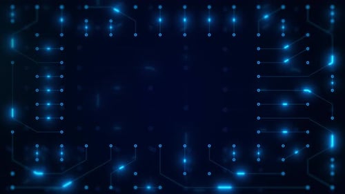 motion circuit board or computer motherboard with neon effect