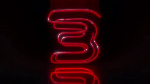 Colorful Neon Digit 3 Loop Animation.