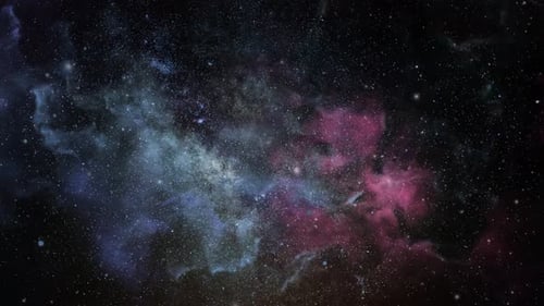 view of nebula clouds floating in the deep space.