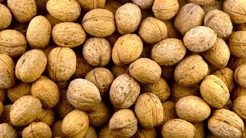 Walnut in Shell Background View From Above Healthy Food Top View