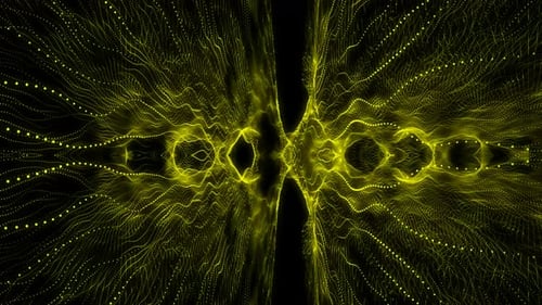 Abstract Glowing Yellow Particle Flow Loop Background