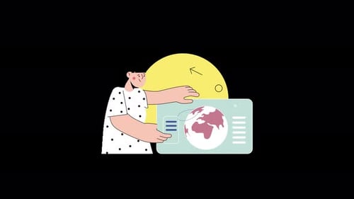 Flat Design Animation: Global Data Interaction with Person