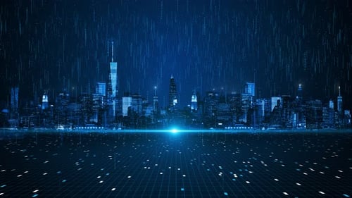 Digital Metaverse Artificial Intelligence Technology Cyberspace City Smart City Concept Abstract