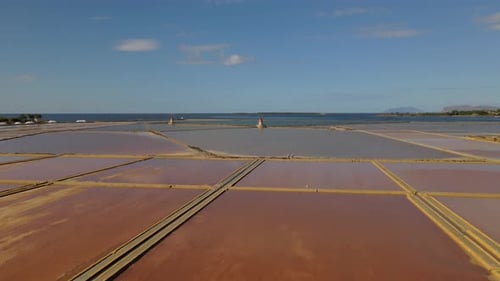 Salt Pans Near Marsala at Sicily Italy in Europe