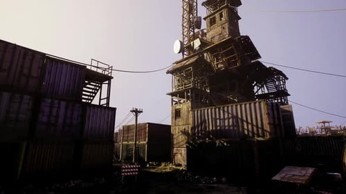 Post-Apocalyptic Survival Base Establishing Shot with Containers