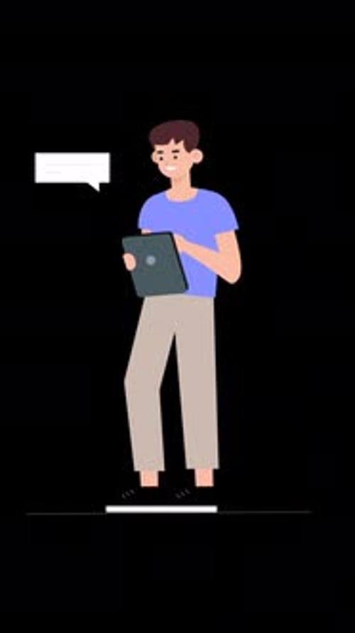 Young Man Taking Important Notes In His Notebook On Vertical On Alpha Channel