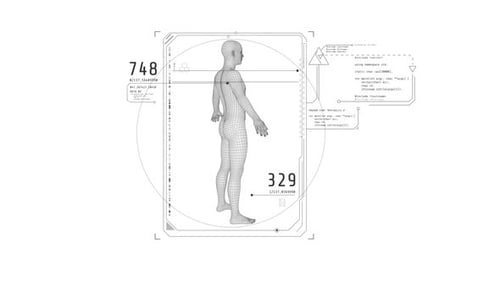 Loop-Animation eines 3D-HUD-Elements mit einer menschlichen Figur