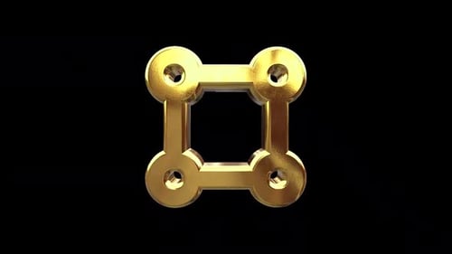 Golden 3D Abstract Geometric Square Rotating Loop Animation