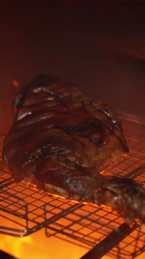 Tomahawk Steak Grilling Over an Open Flame