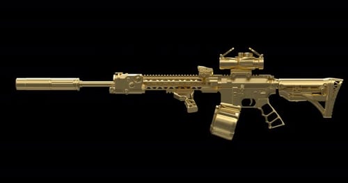 Rotating 3D Animation of Gun with Alpha Channel