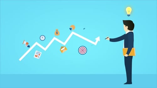 Businessman Growing Up Business 4K