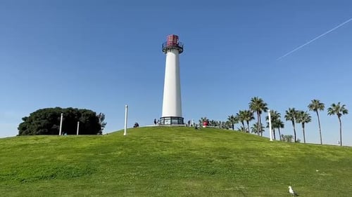 The Iconic Lighthouse Tower In Long Beach, California; Vacation, Travel, And Tourism.