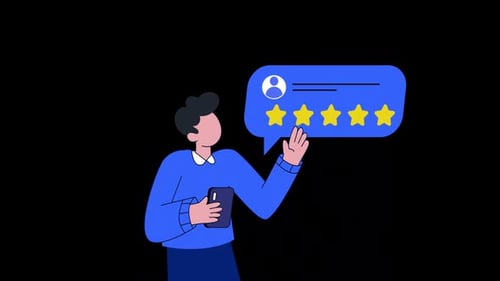 Flat Design Animation of Person Receiving Five-Star Review