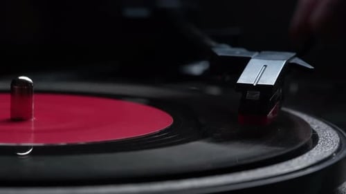 Close Up of a Vintage Retro Vinyl Record Rotating Old Fashioned Music Needle Gramophone ProRes