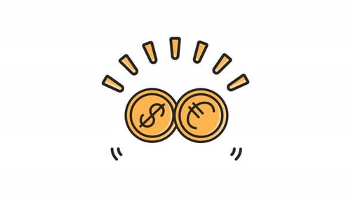 Animated Dollar and Euro Coin Icon Looping and Alpha