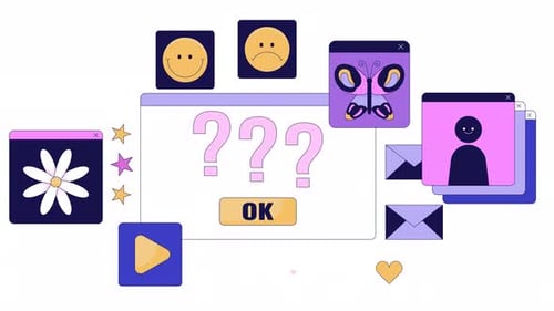 Flat Design Animated UI Elements with Retro Windows