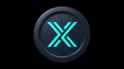 Immutable IMX coin 3d rotage 360 degrees in black bg Cryptocurrency token seemless loop