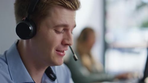Call Center Specialists Working at Office Open Space Providing Customer Support