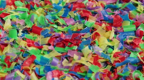 Microplastic Pollution Plastic Particles Top View Rotating Garbage and Trash Ecological Problems