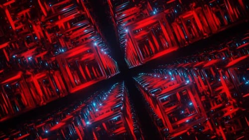 Красный и синий пустой кубический фон Vj Loop в HD
