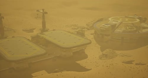 Futuristic Mars Base Sci-Fi Environment Flyby Animation