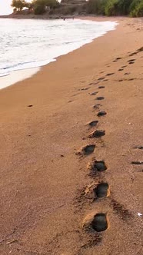 Vertical Video Aerial View of the Evening Beach Sea Texture in the Mediterranean Sea