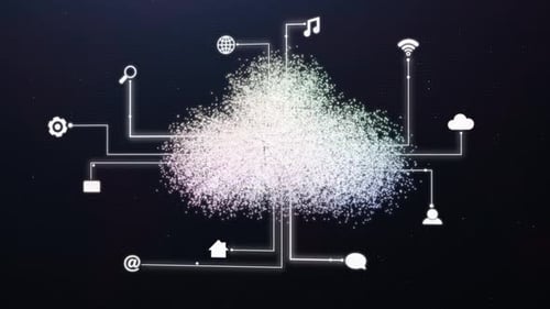 Background, cloud icon and wireframe for global internet, cybersecurity and network for data