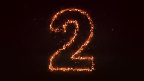 Fiery Number Two Outline Reveal Animation