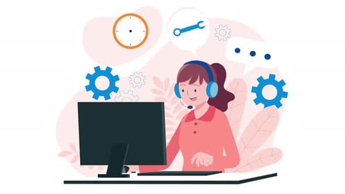 Customer Support Flat Design Animated Illustration