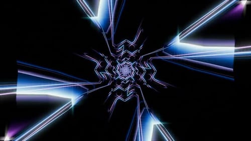 Endlessly Rotating Futuristic Tunnel Illuminated By Vibrant Neon Lights