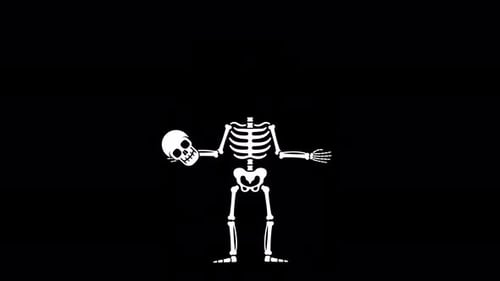 White Cartoon Skeleton Juggling Head Halloween Animation