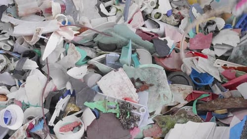 Plastic Waste Polluting The Ocean Environment; Beach Clean-up.