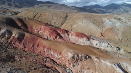 Aerial View of a Beautiful Rainbow Mountains in Altai Region Russia Geological Formation Called Mars