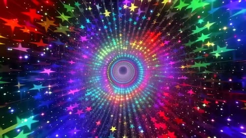 Bunter Regenbogenstern-Tunnelbewegungshintergrund Vibrant Disco