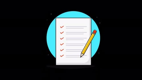 Flat Design Checklist with Pencil Animation