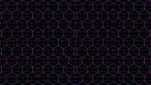 Seamless Glitch Hexagon Grid Technology Background Loop