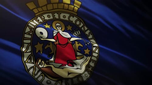 Animated Waving Flag with Ornate Royal Emblem