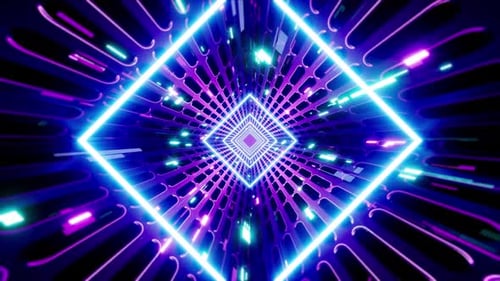 Glowing Cyber Metal Grid Tunnel Background