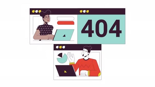 La cámara falló en la animación de error 404 de la reunión en línea